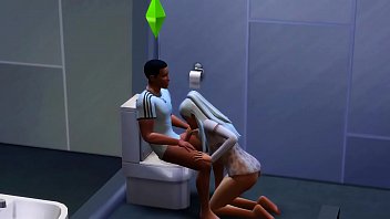 Animação loirinha saindo do banheiro sexo