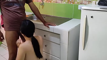 Super sexy mom and son having sex in the kitchen