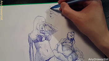 Desenho e pintura sexo anal arte erotica